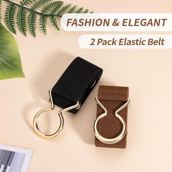 maikun 2 Pack Elastic Belts Women, Ladies Waist Belt for Dress with Fashion Gold Buckle for Jeans Dresses - Image 7