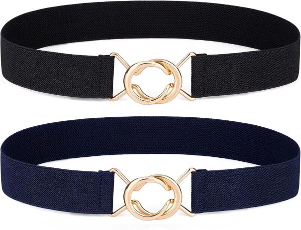 maikun 2 Pack Elastic Belts Women, Ladies Waist Belt for Dress with Fashion Gold Buckle for Jeans Dresses - Image 8