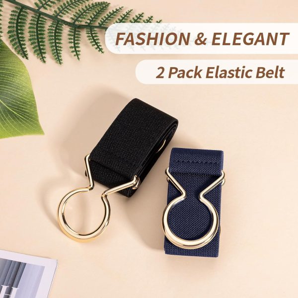 maikun 2 Pack Elastic Belts Women, Ladies Waist Belt for Dress with Fashion Gold Buckle for Jeans Dresses - Image 10