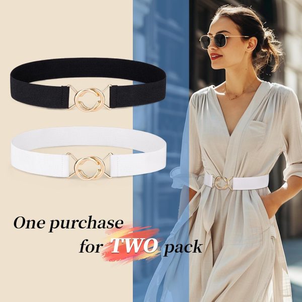 maikun 2 Pack Elastic Belts Women, Ladies Waist Belt for Dress with Fashion Gold Buckle for Jeans Dresses - Image 12
