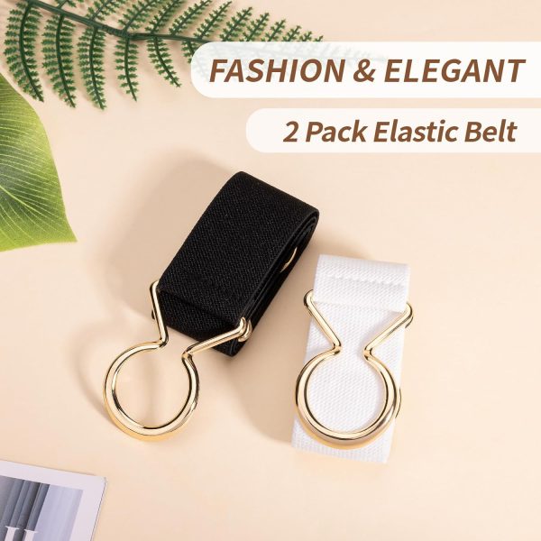 maikun 2 Pack Elastic Belts Women, Ladies Waist Belt for Dress with Fashion Gold Buckle for Jeans Dresses - Image 13