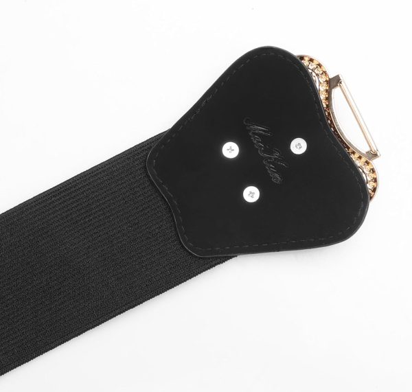 maikun Women's Wide Stretch Elastic Waist Cinch Belt Fashion Vintage Metal Buckle Dress Belt - Image 6