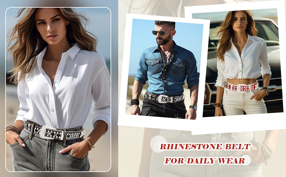 Rhinestone belt for daily wear