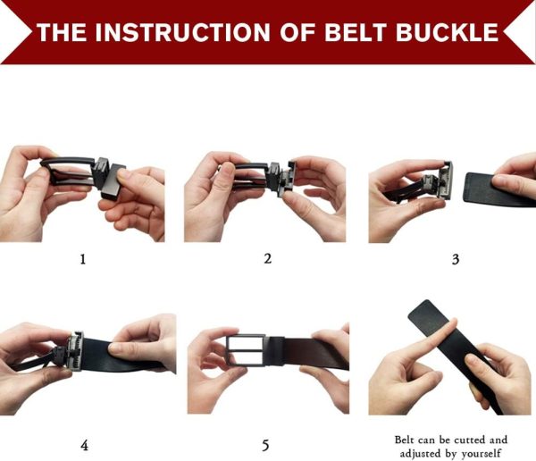 maikun Mens Reversible Leather Belt, Black Casual Belts for Men, One Reverse for 2 Sides - Image 4