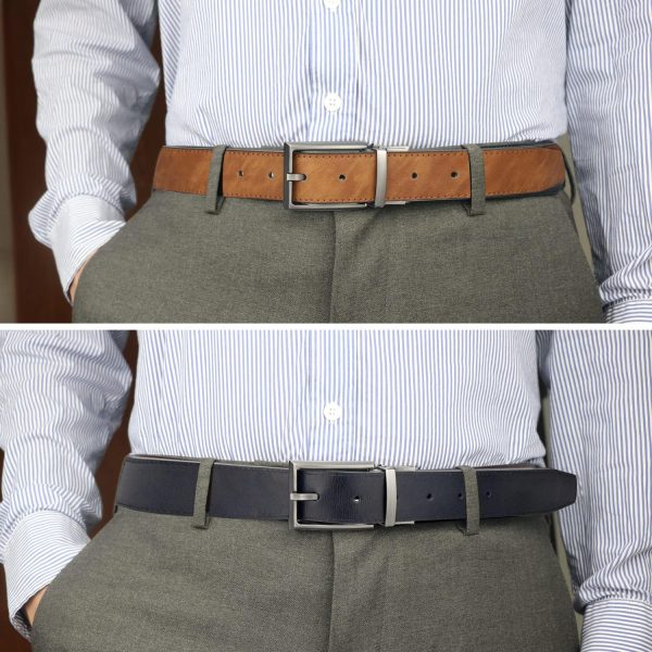 maikun Mens Reversible Leather Belt, Black Casual Belts for Men, One Reverse for 2 Sides - Image 8