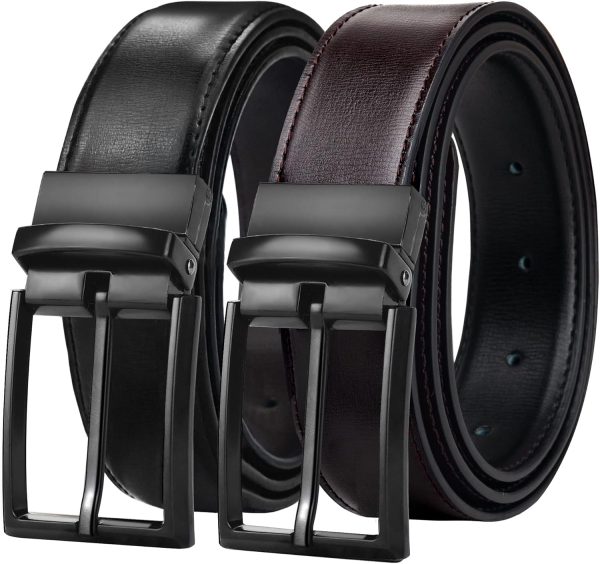 maikun Mens Reversible Leather Belt, Black Casual Belts for Men, One Reverse for 2 Sides - Image 10