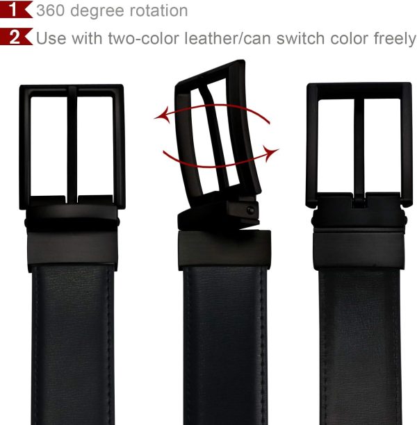 maikun Mens Reversible Leather Belt, Black Casual Belts for Men, One Reverse for 2 Sides - Image 12