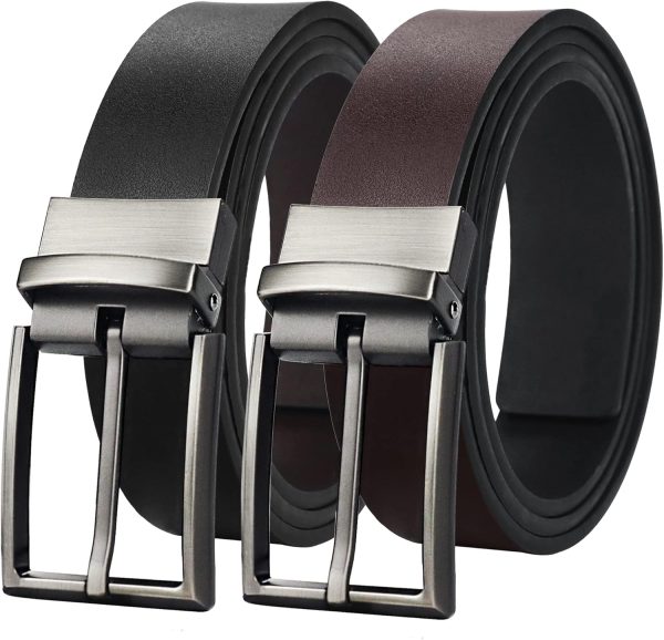 maikun Mens Reversible Leather Belt, Black Casual Belts for Men, One Reverse for 2 Sides - Image 13