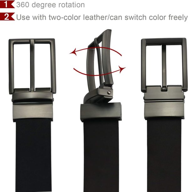maikun Mens Reversible Leather Belt, Black Casual Belts for Men, One Reverse for 2 Sides - Image 15