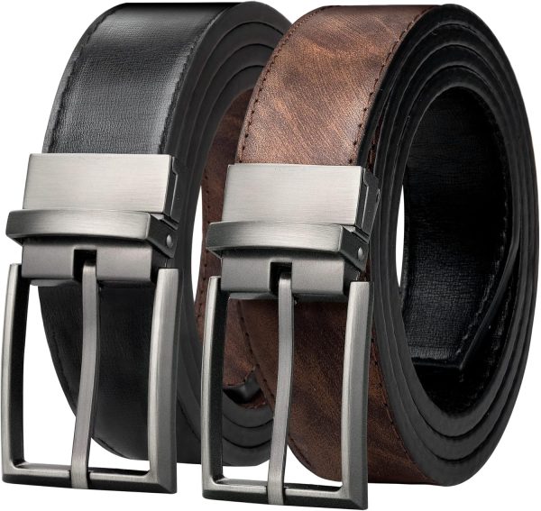 maikun Mens Reversible Leather Belt, Black Casual Belts for Men, One Reverse for 2 Sides - Image 17