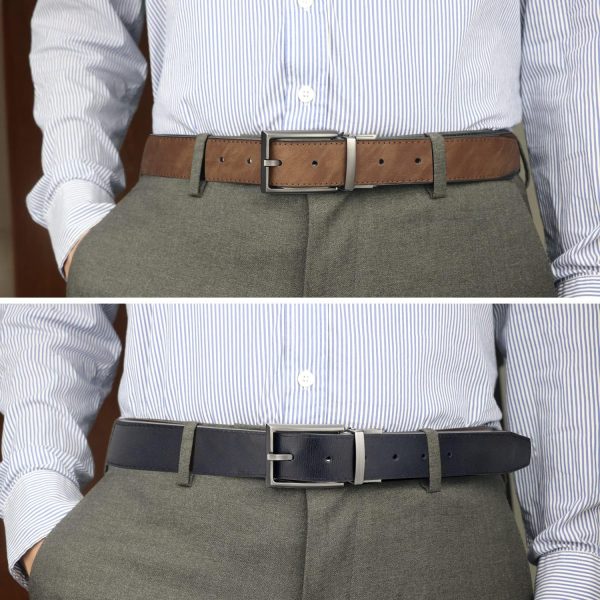 maikun Mens Reversible Leather Belt, Black Casual Belts for Men, One Reverse for 2 Sides - Image 18