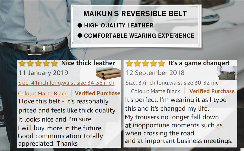 High quality leather and comfortable wearing experience with maikun's belts for men