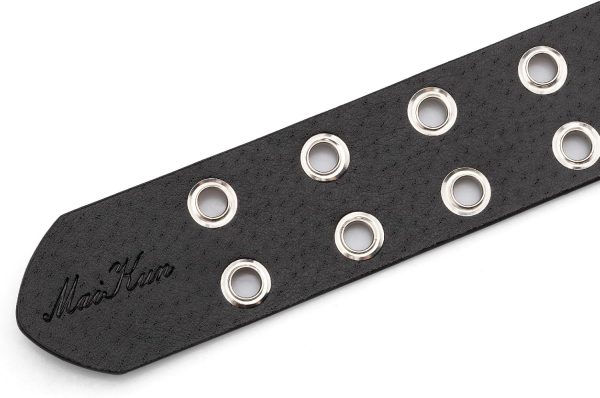 maikun Grommet Leather Belts for Men, Mens Black Studded Belt, Womens Punk Accessories - Image 17