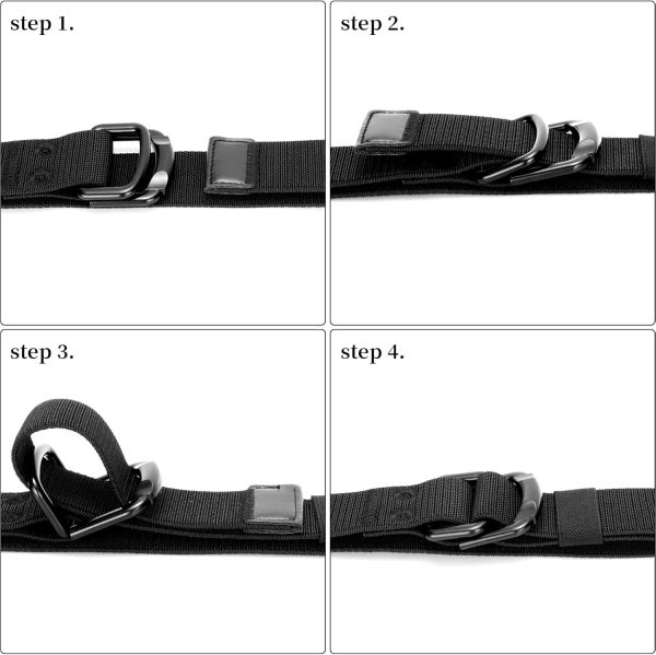 maikun Nylon Webbing Belt, Darkgrey Canvas Military Tactical Men Belt, Outdoor Doubule D-Ring Buckle for Waist Size 28-32'' - Image 4