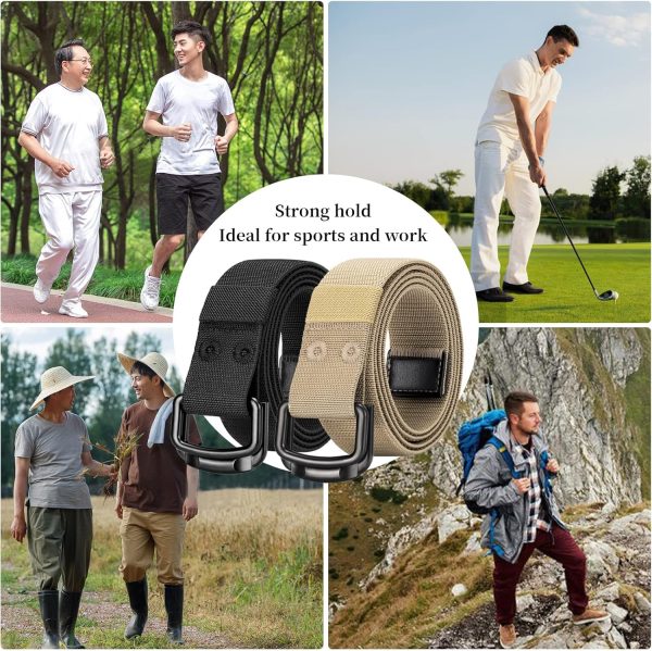 maikun Nylon Webbing Belt, Darkgrey Canvas Military Tactical Men Belt, Outdoor Doubule D-Ring Buckle for Waist Size 28-32'' - Image 5